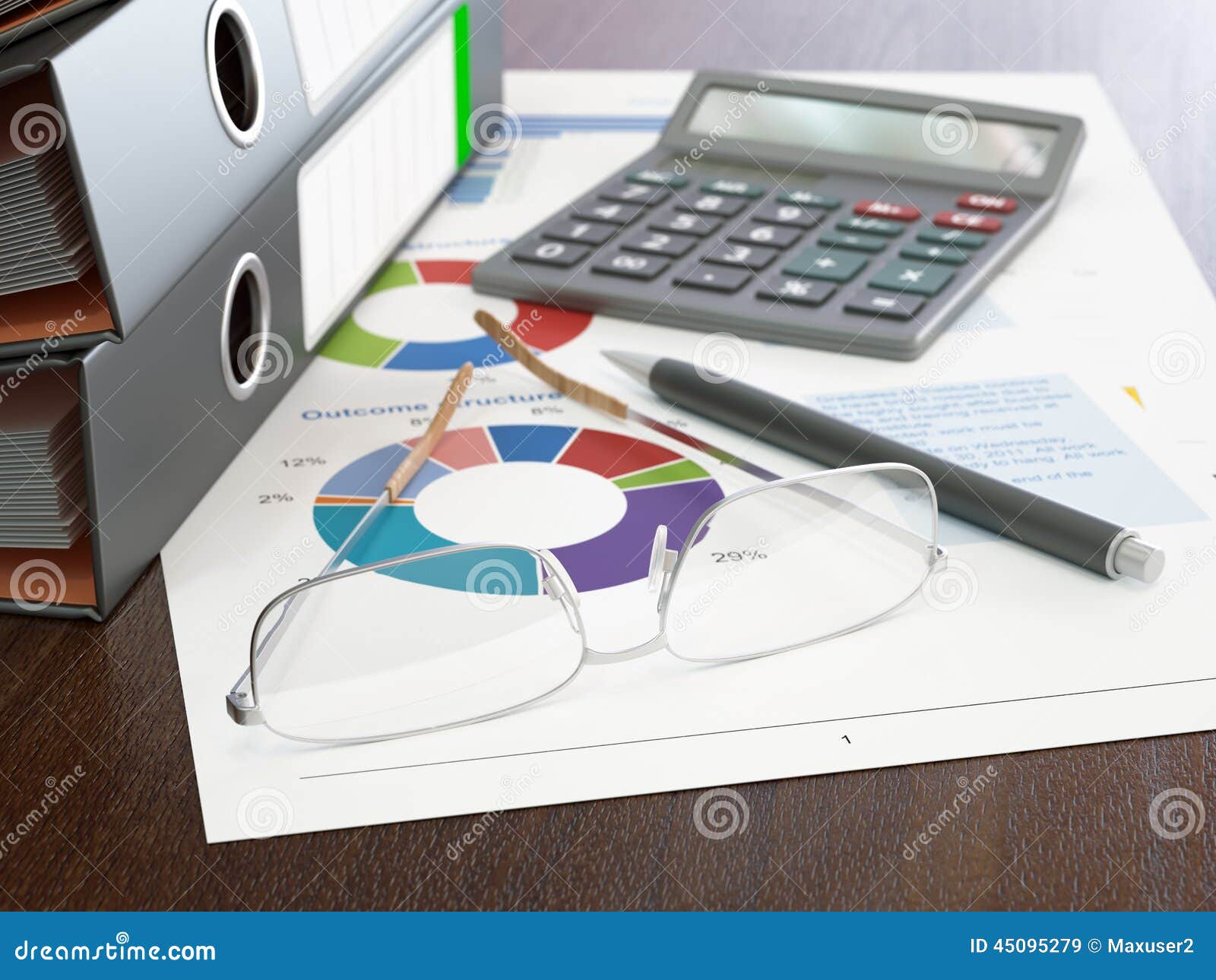 Calculator and Stack of Ring Binders Stock Image Image of bill