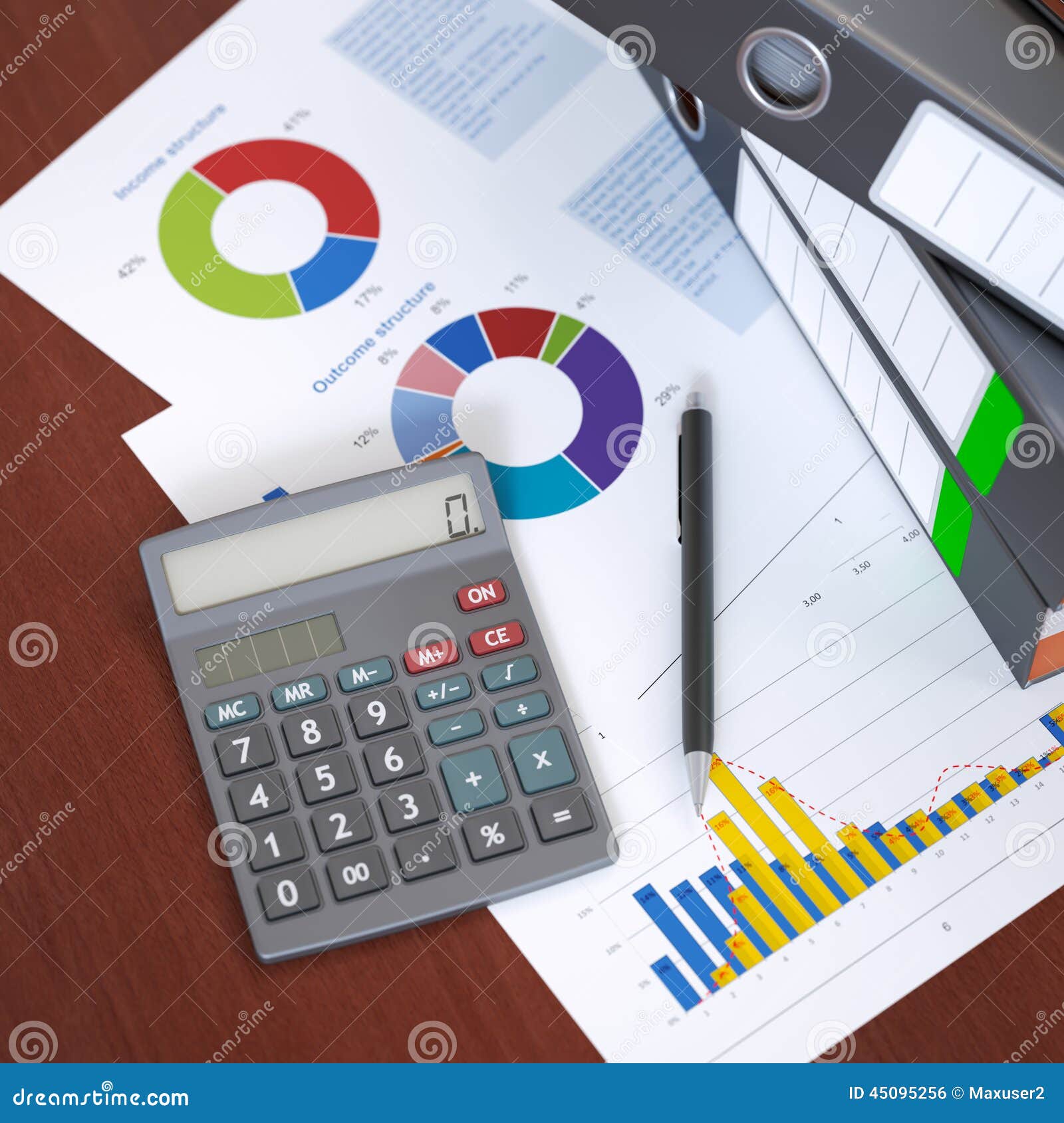 Calculator and Stack of Ring Binders Stock Photo Image of calculator