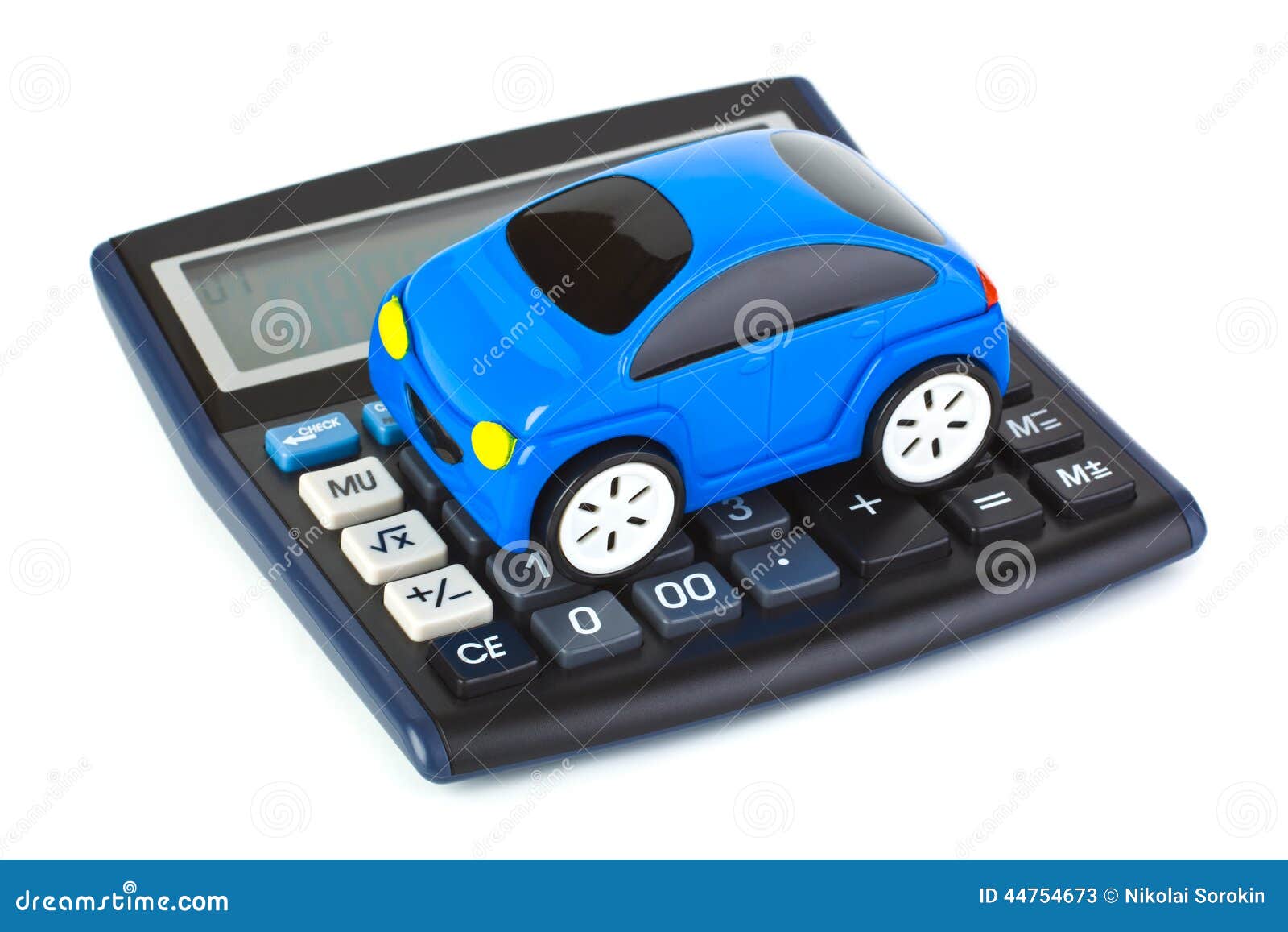 Calculator and toy car stock image. Image of loan, auto 44754673