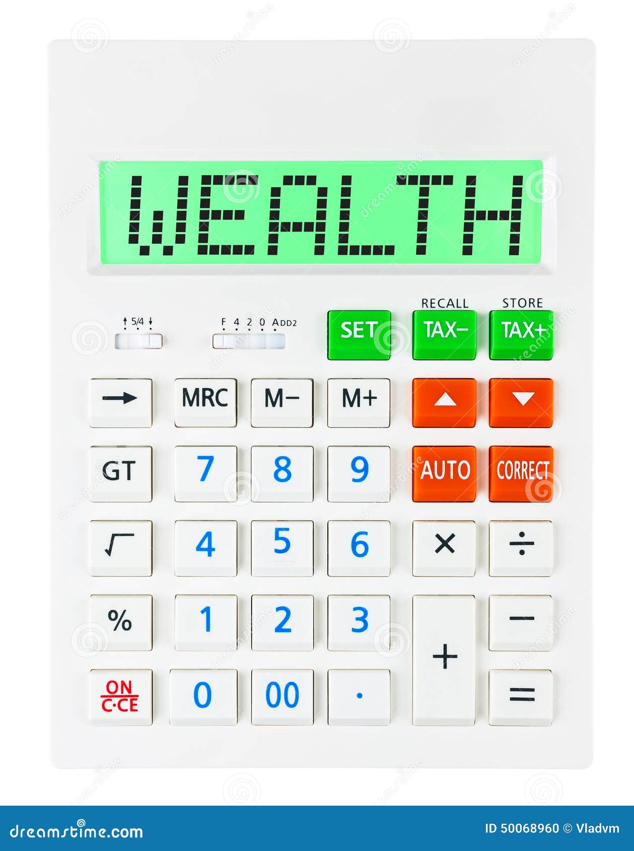 Calculator with WEALTH stock photo. Image of banking - 50068960