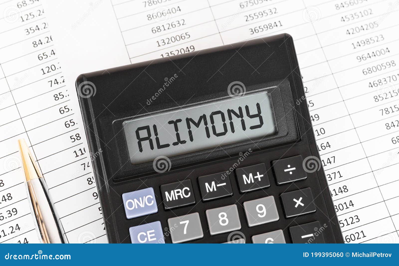 Calculator with the Word Alimony on the Display Stock Photo Image of numeral, lawsuit 199395060
