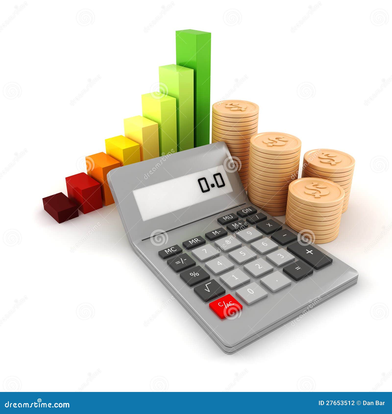 Icône calculette et pièce en dollars. : image vectorielle de stock