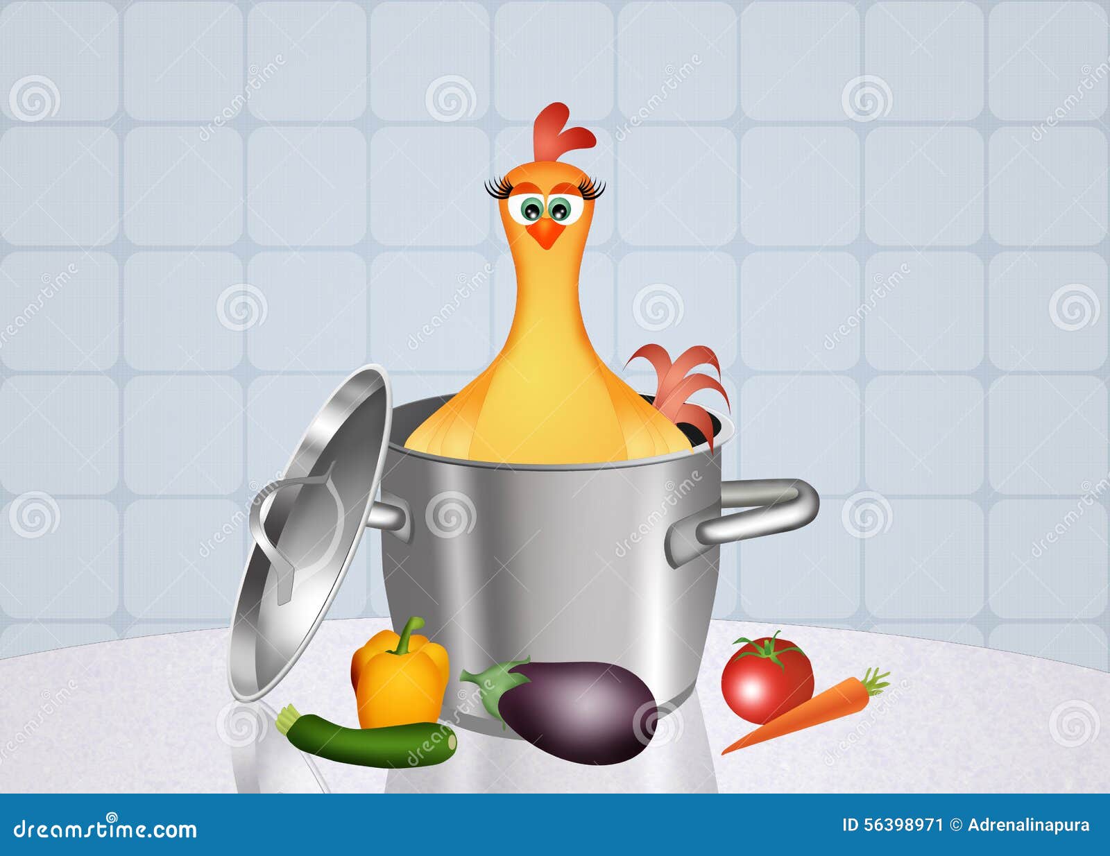 Caldo de pollo stock de ilustración. Ilustración de animal 56398971