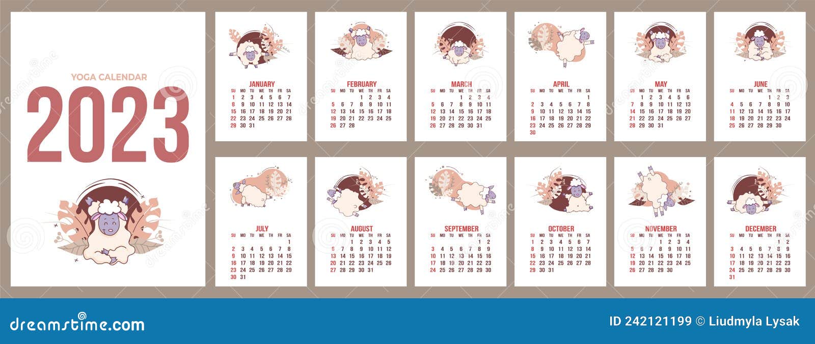 Modelo de design de calendário de anime 2023