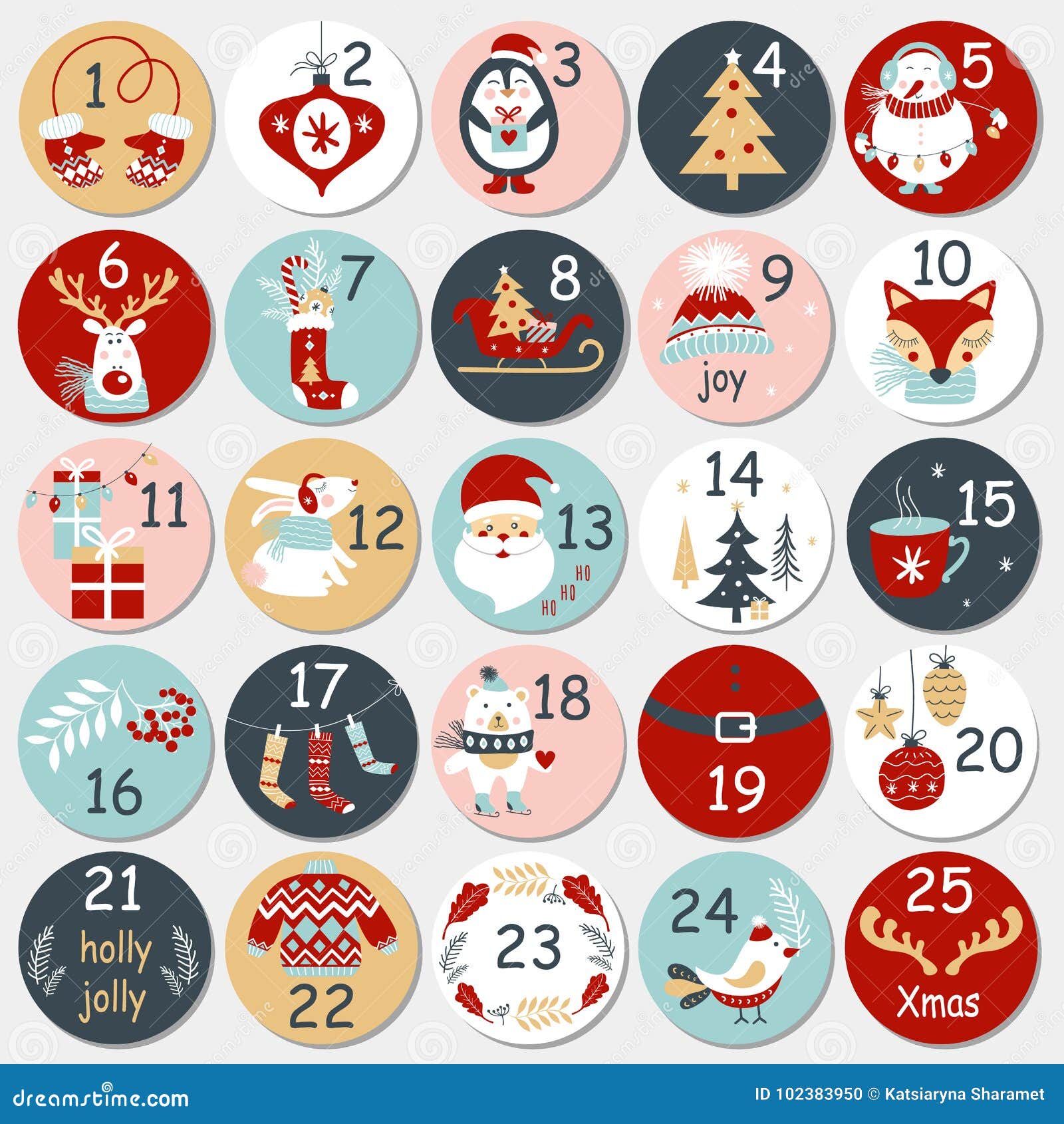 Calendário Do Advento Do Natal Com Elementos Tirados Mão Cartaz Do Xmas  Ilustração do Vetor - Ilustração de alegre, jogo: 102383950