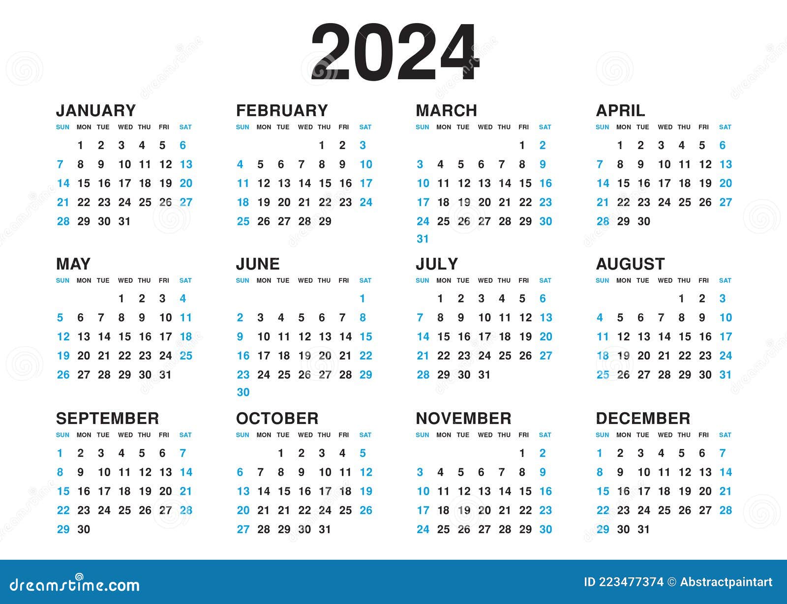 Modelo de calendário 2024