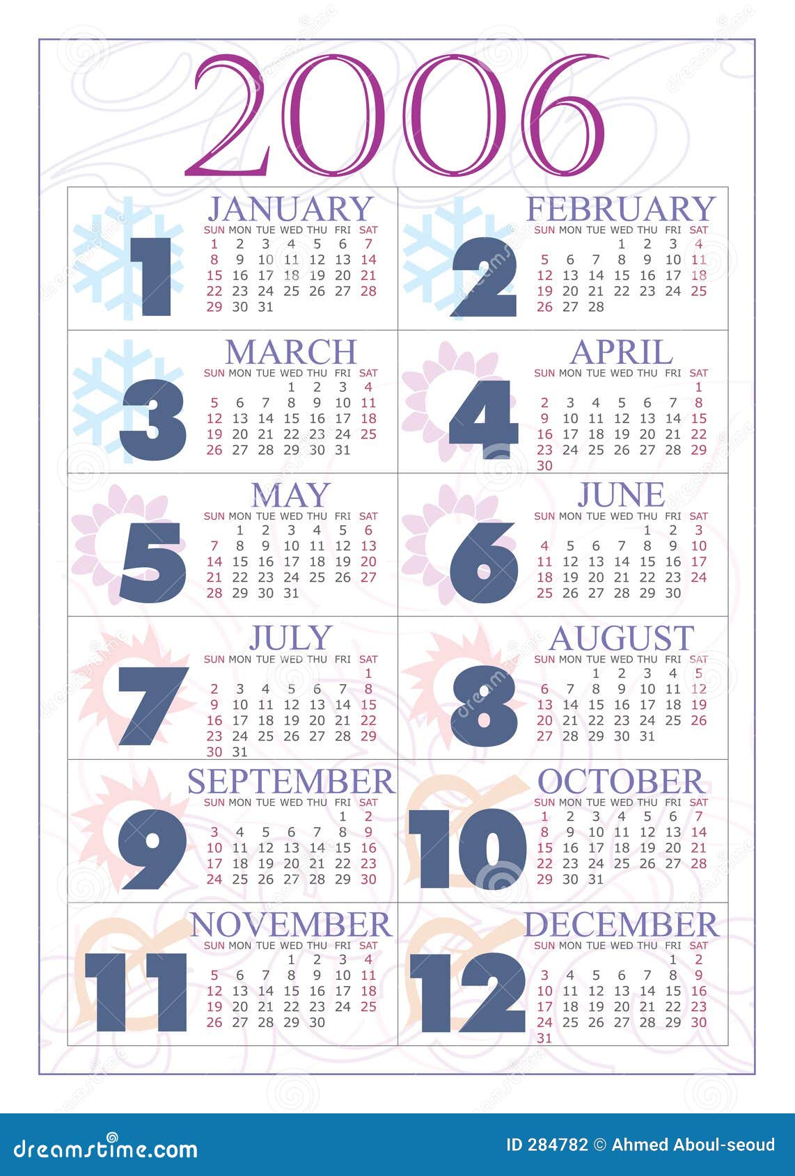 Calendar 2006 stock illustration. Illustration of date - 284782