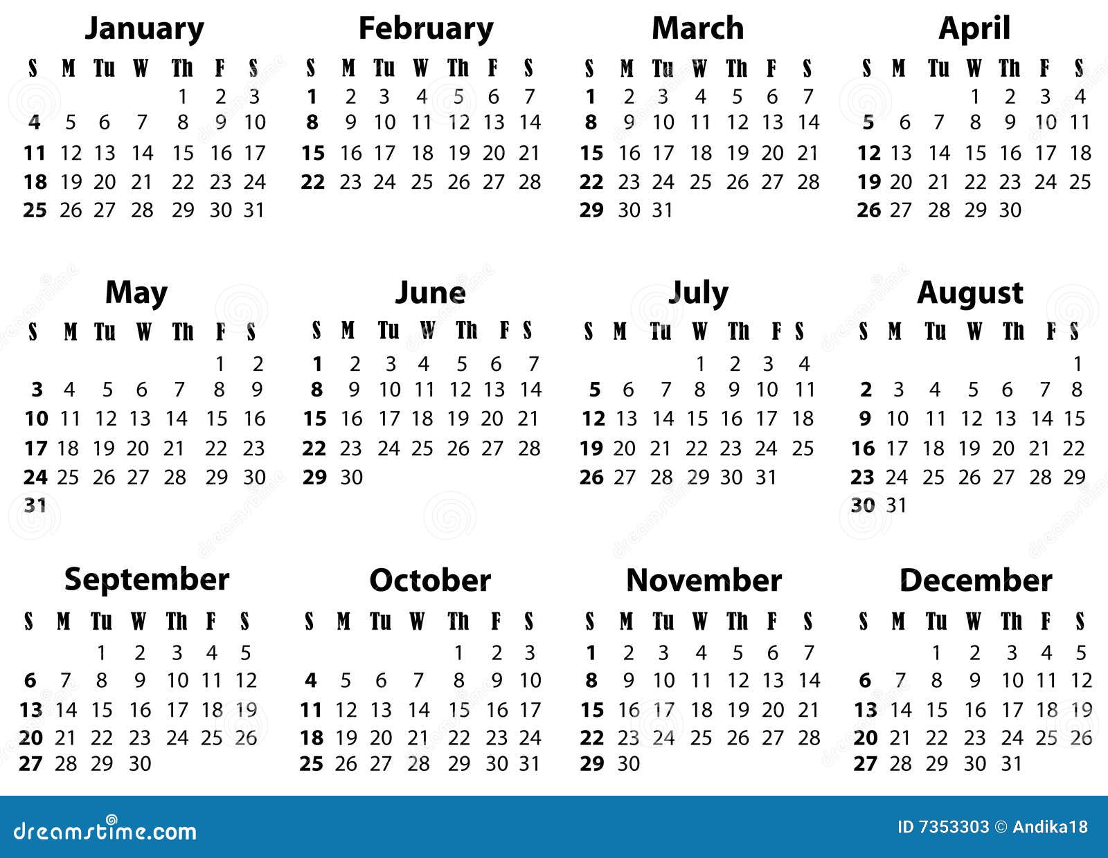 A Calendar For 2009 And 2020 Stock Image - Image: 7353303