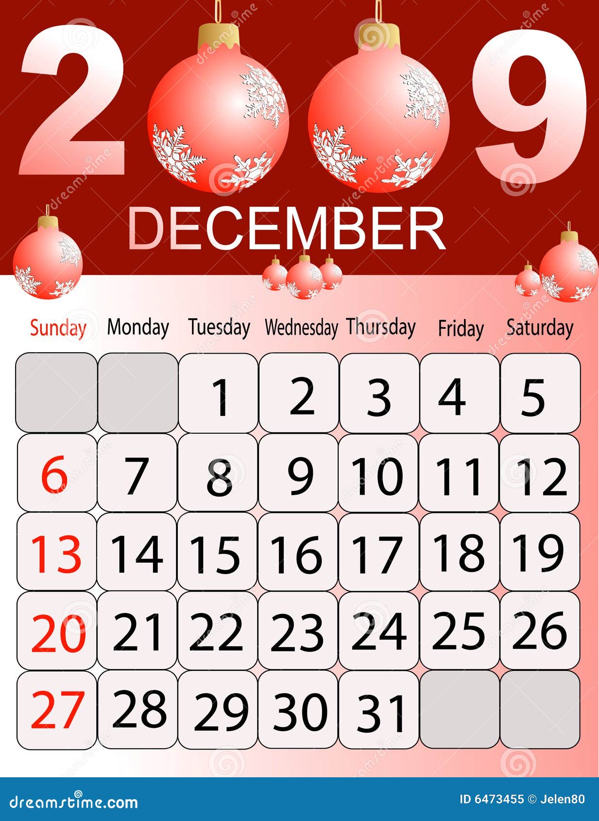 Calendar 2009 Stock Vector Illustration Of Tree Month 6473455