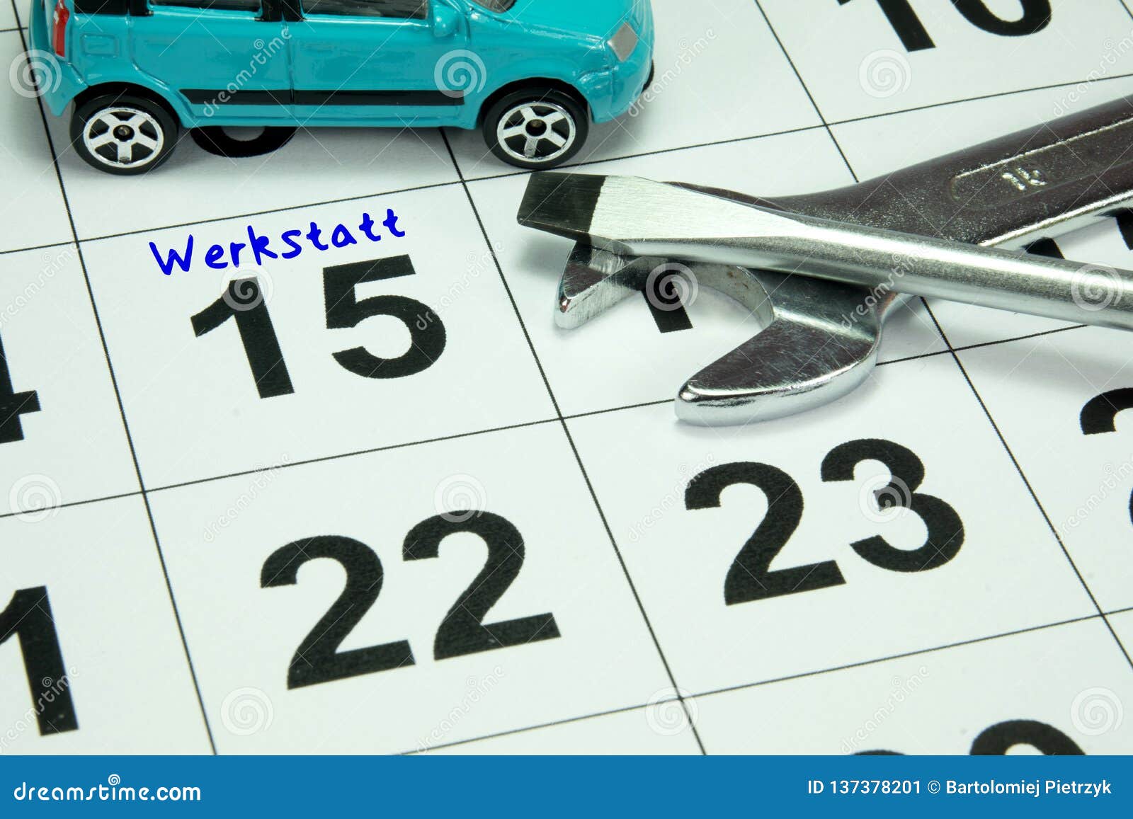 A Calendar with an Appointment for Auto Repair Stock Image Image of
