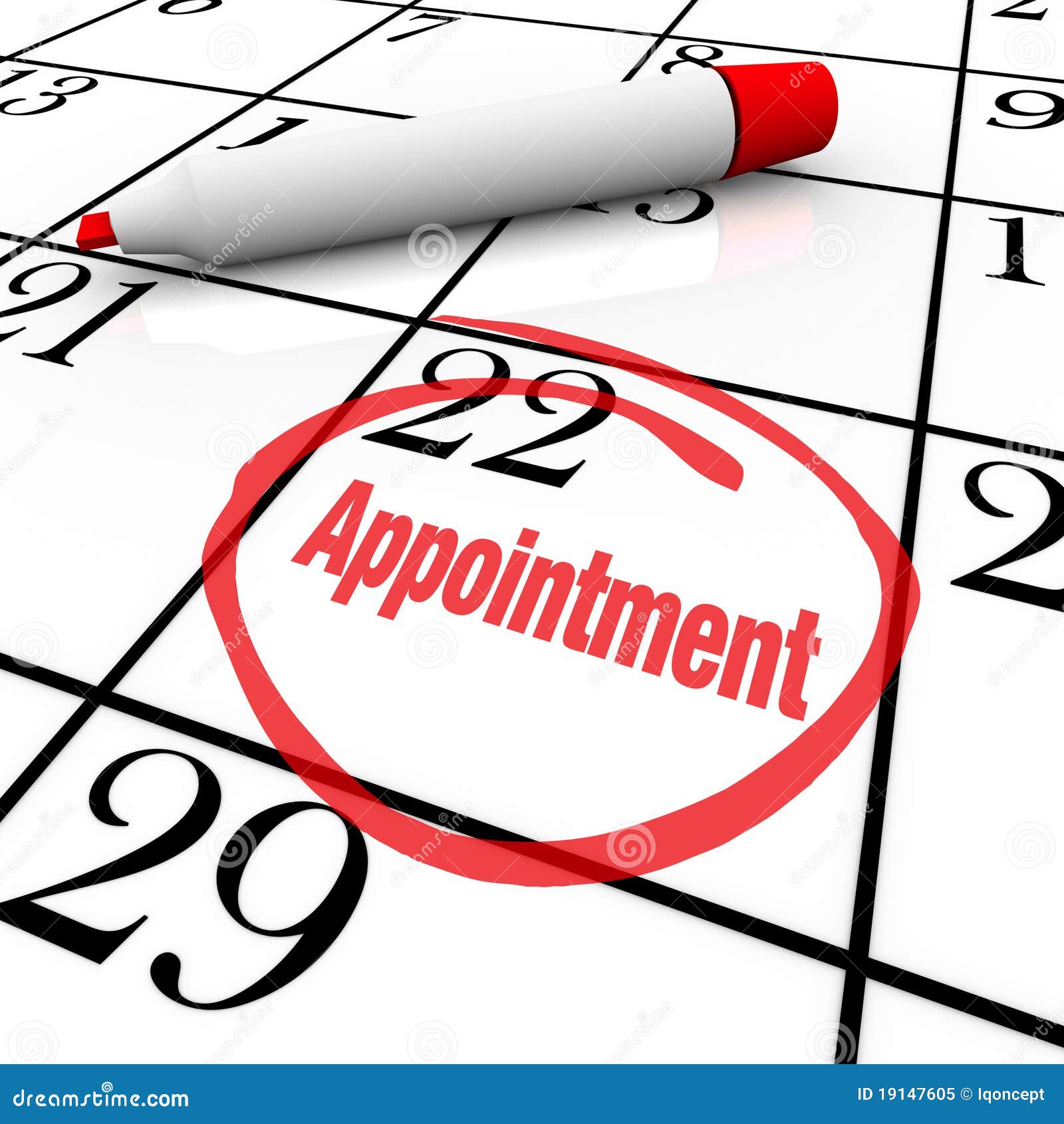 calendar - appointment day circled for reminder