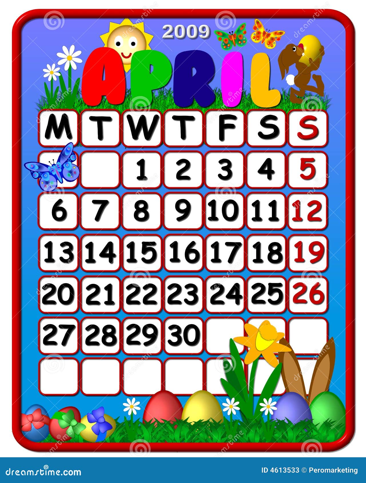 Calendar april 2009 stock illustration. Illustration of friday 4613533