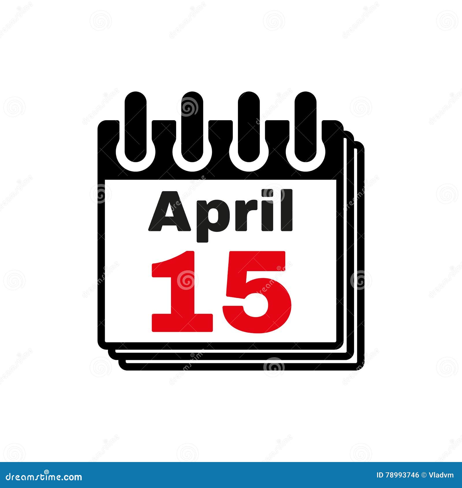 The Calendar 15 April Icon. Tax Day Stock Vector - Illustration of ...