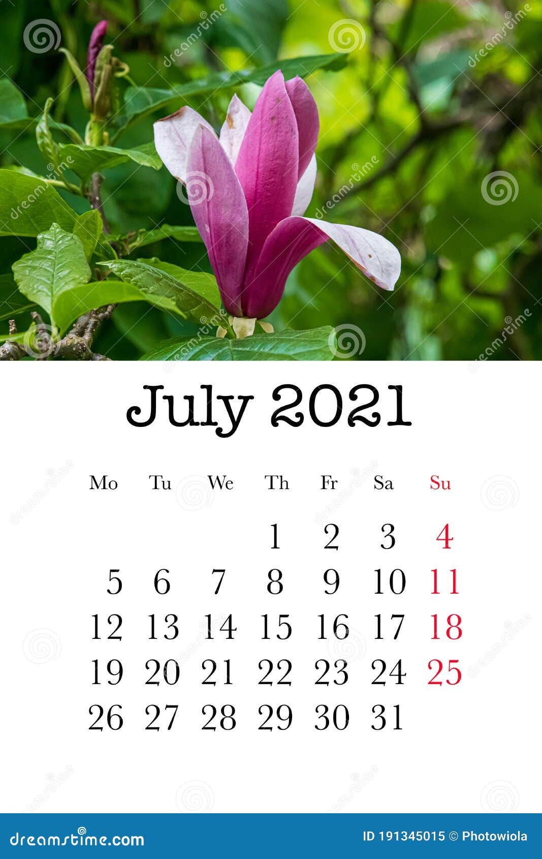 Calendar Card for the Month of July Stock Illustration Illustration