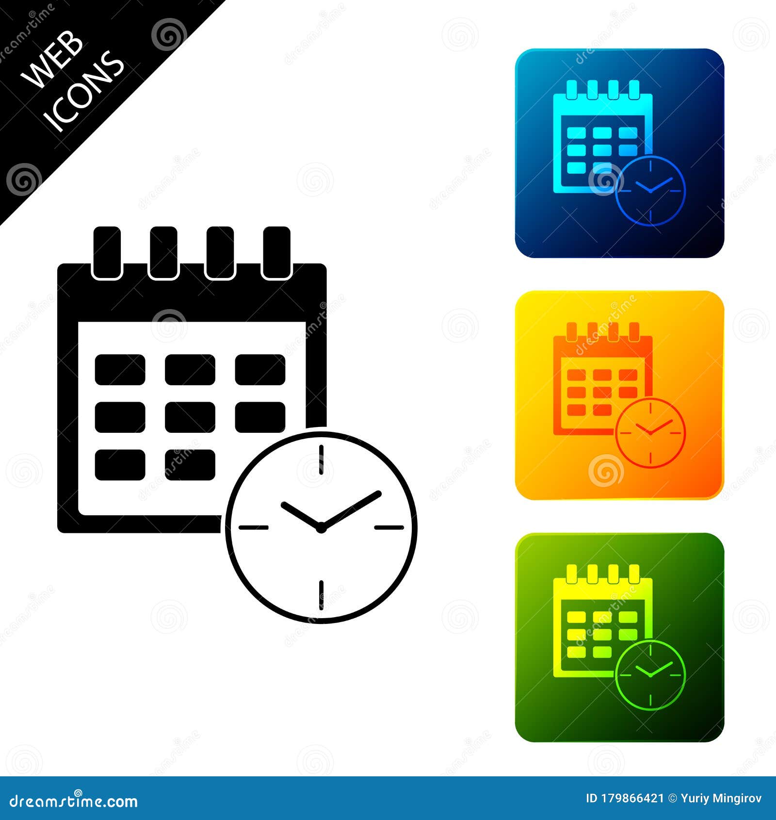 calendar and clock icon . schedule, appointment, organizer, timesheet, time management, important date. date and