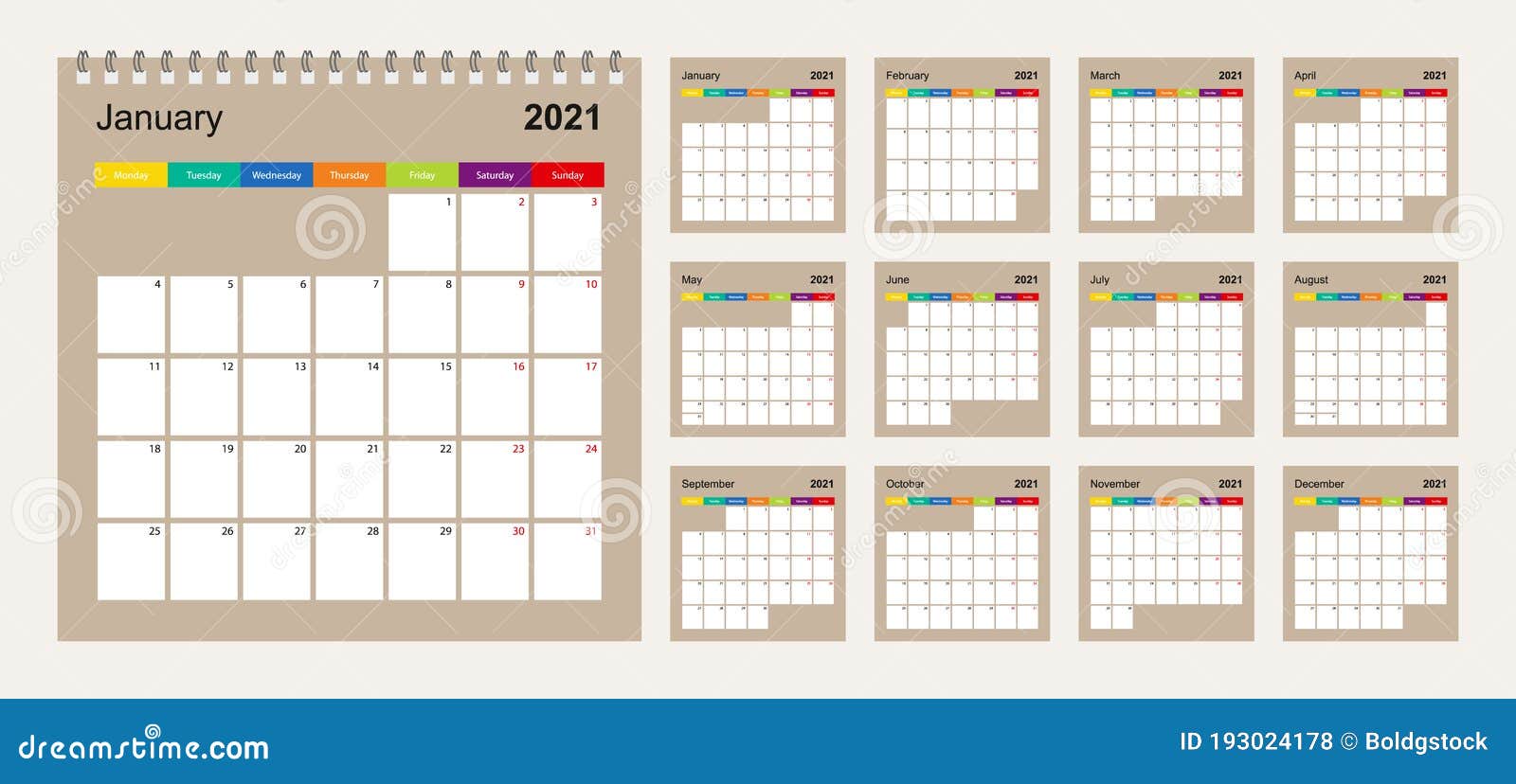 Calendar 20 Colorful Design, Set of 20 Vector Wall Planner ...