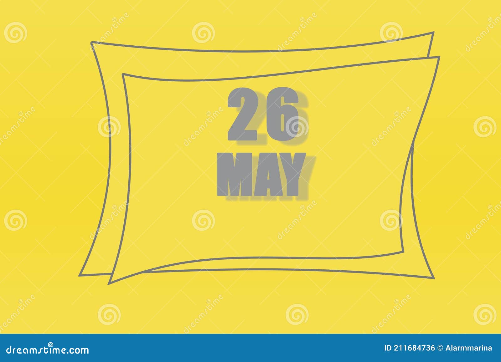 calendar date in a frame on a refreshing yellow background in absolutely gray color. may 26 is the twenty-sixth day of the month