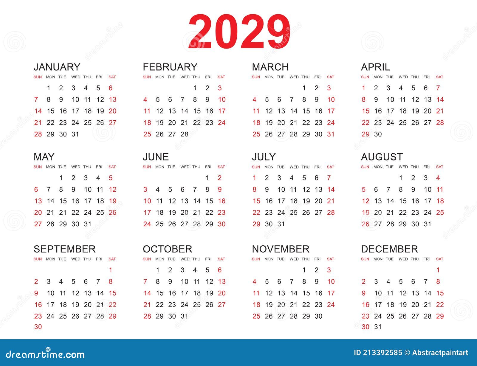 calendar-2029-template-vector-simple-minimal-design-planner-2029-year