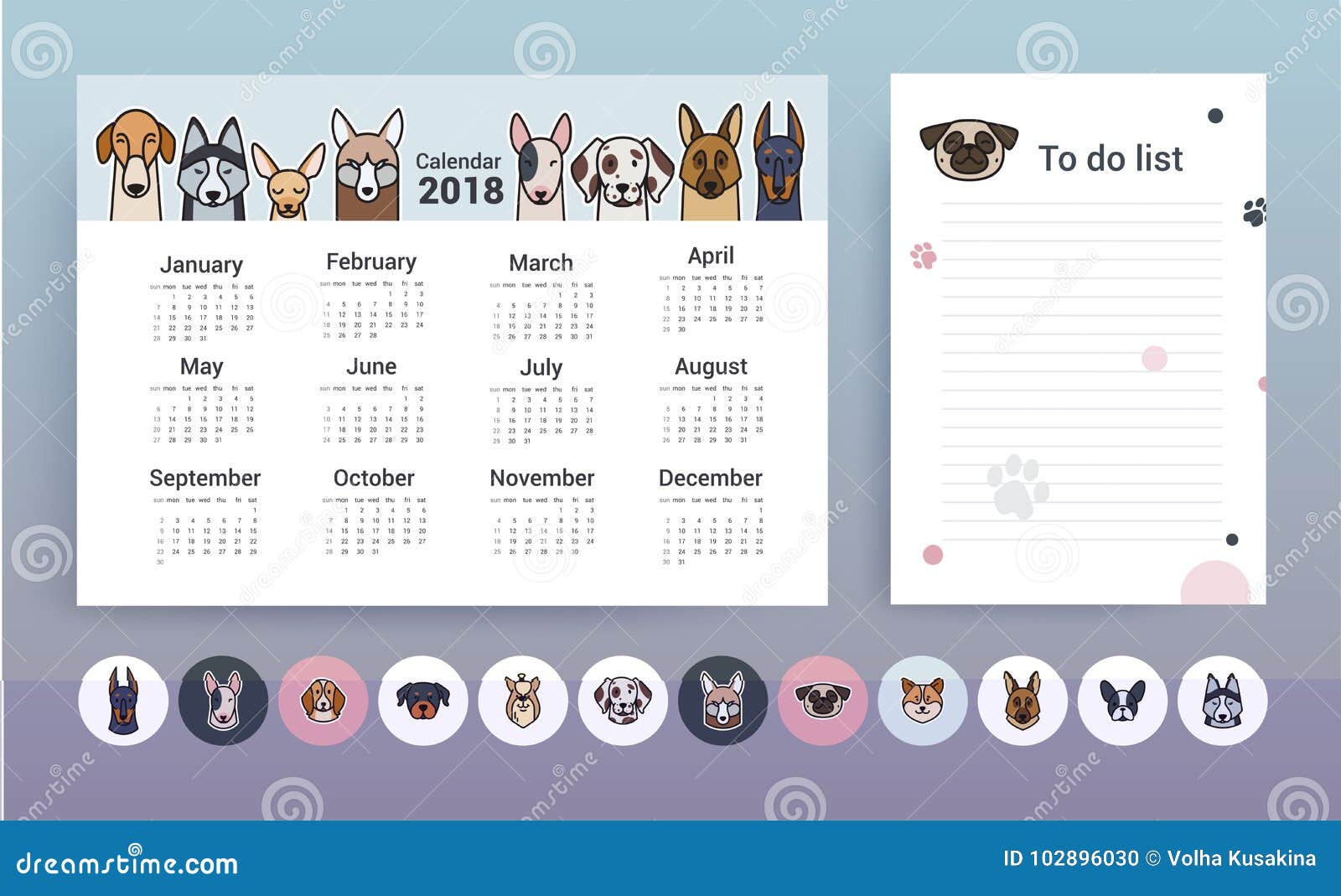 calendar with dogs planner template stock vector illustration of dog schedule template