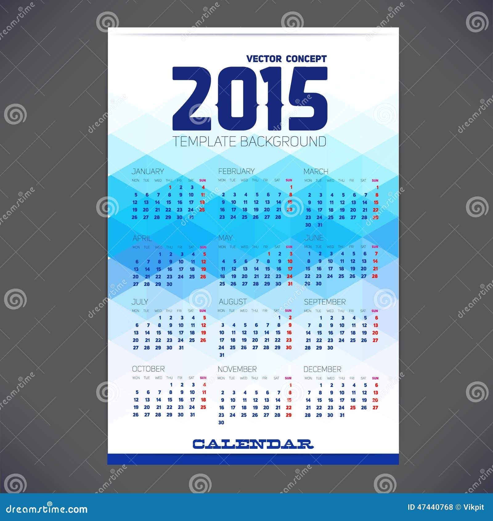 calendar for 2015 with emplate ,