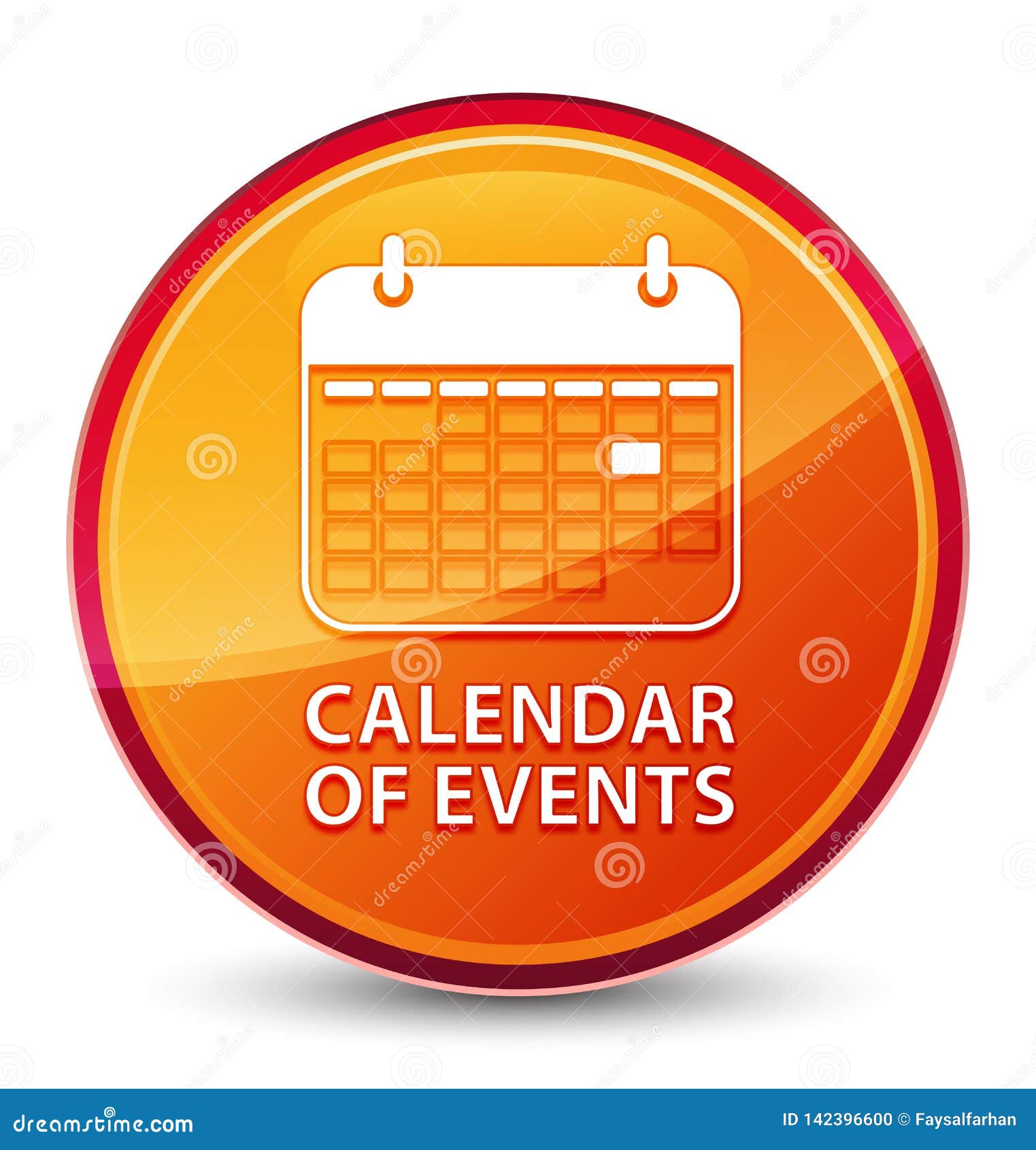 Calendar of Events Special Glassy Orange Round Button Stock Vector