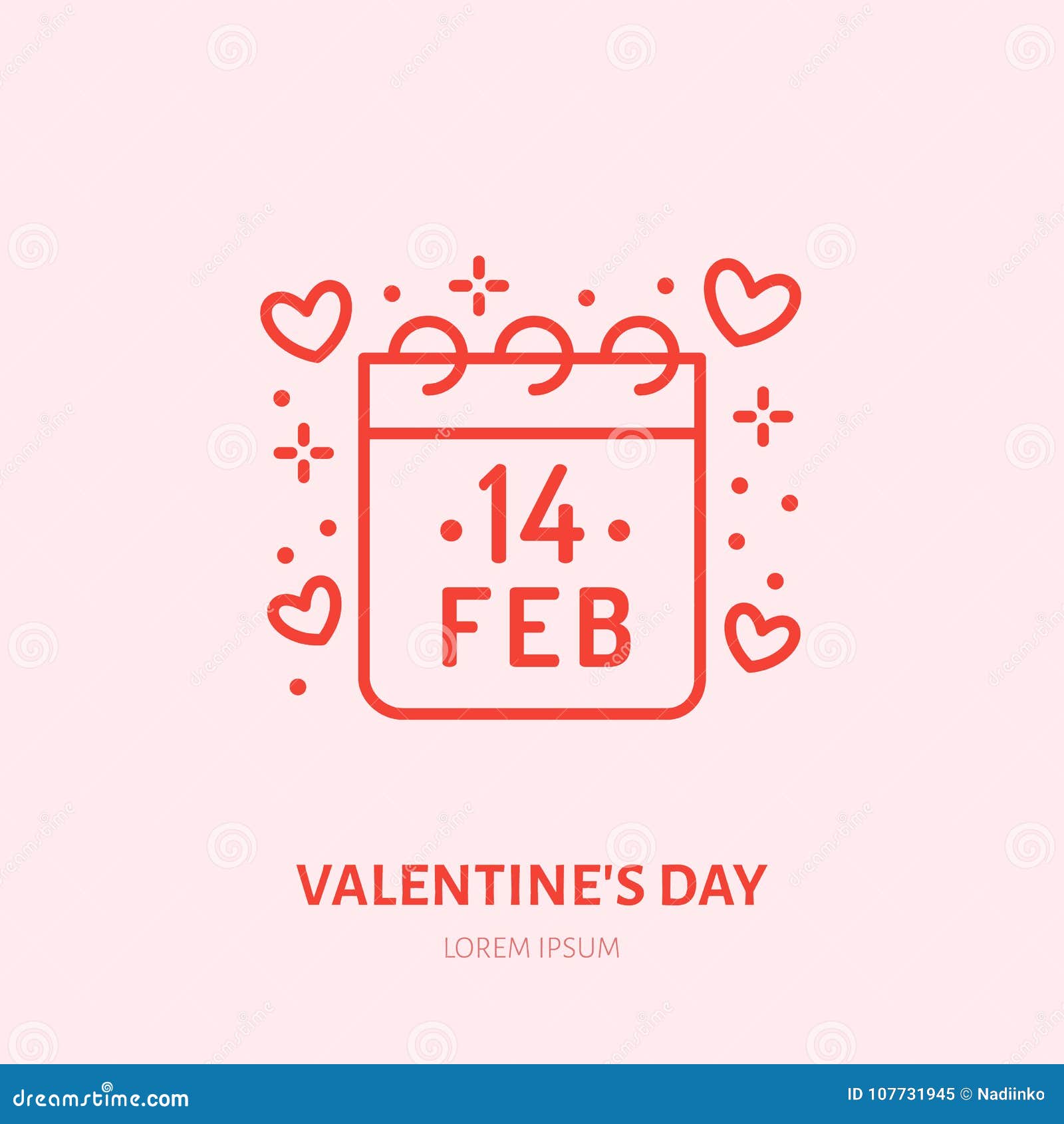 February 14 Valentines Day Calendar Stock Illustrations 2268