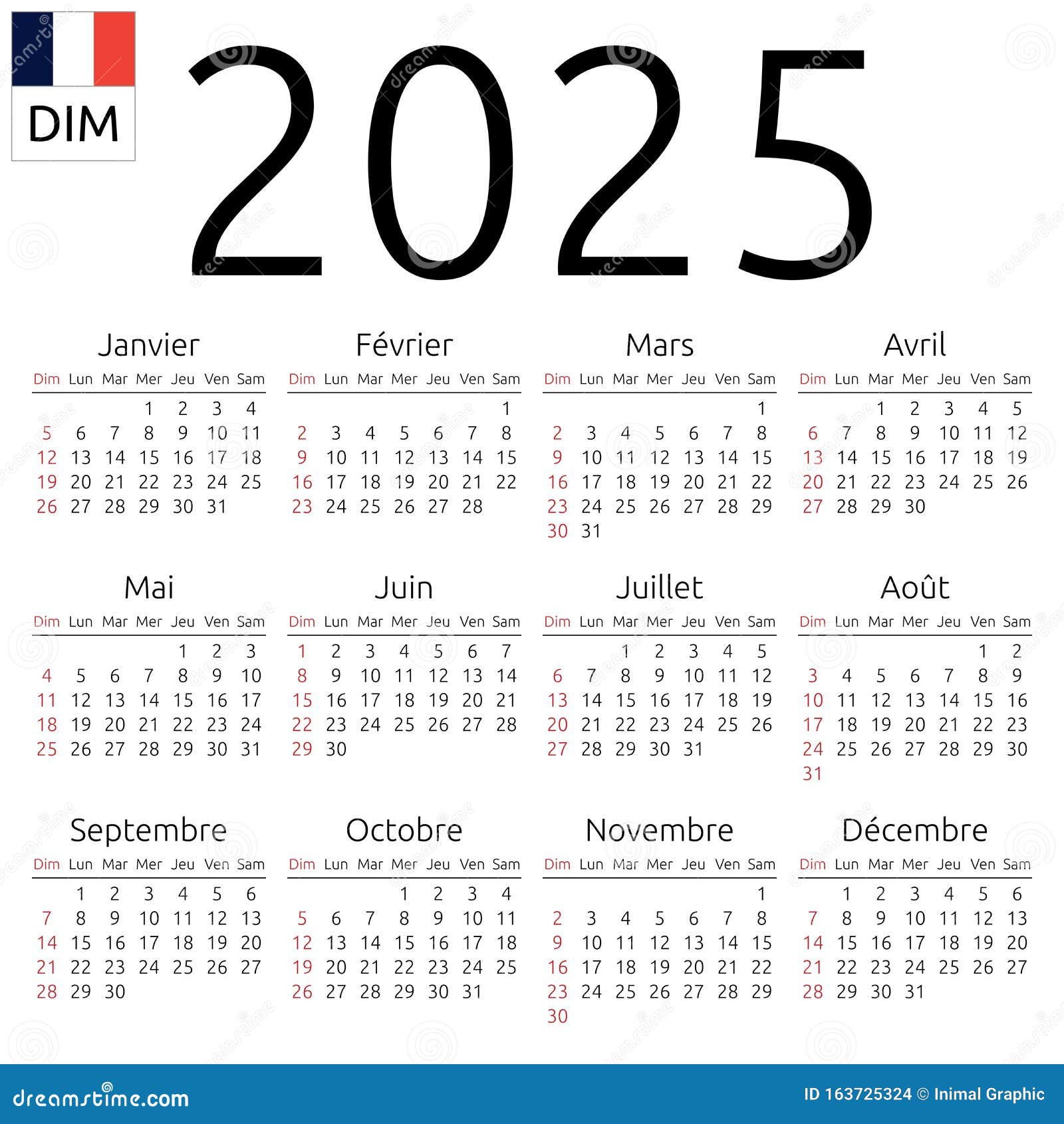calendar-2025-french-sunday-stock-vector-illustration-of-date-2025-163725324