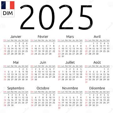 Calendar 2025 French Sunday Stock Vector Illustration Of Date 2025 163725324