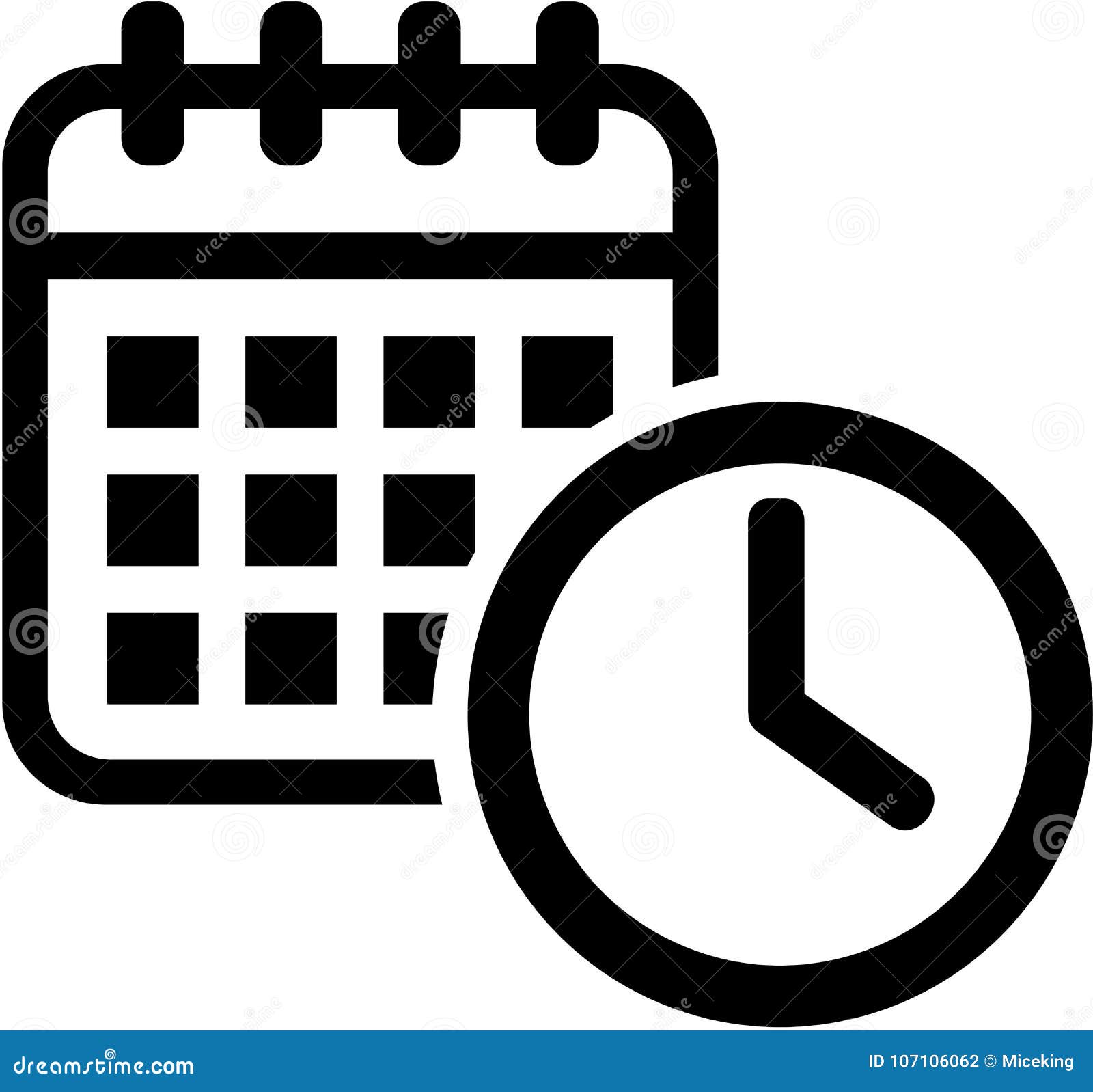 calendar icon with clock. meeting.