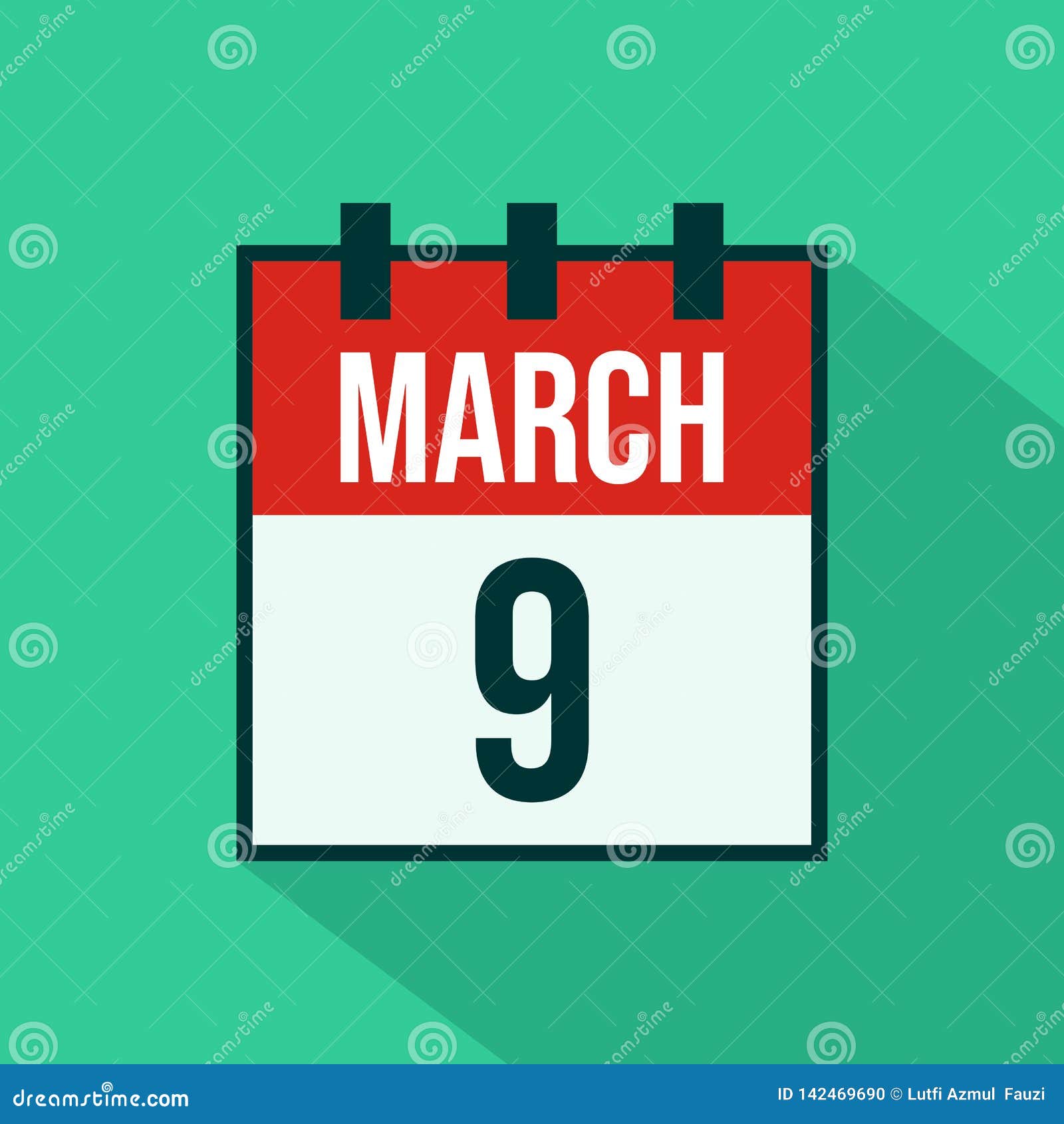 Calendar Icon of 9 March Vector Stock Vector Illustration of