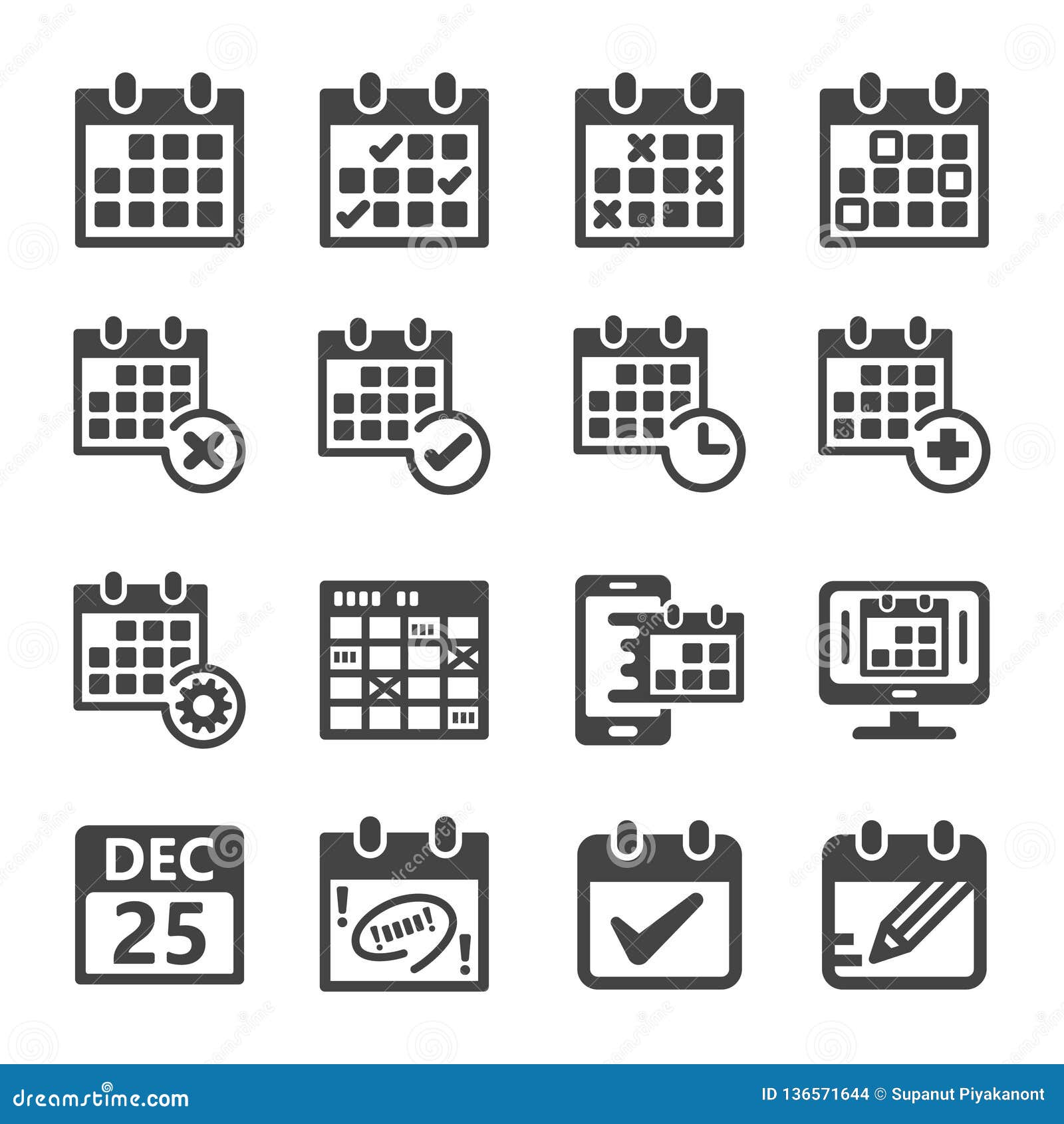 calendar icon set