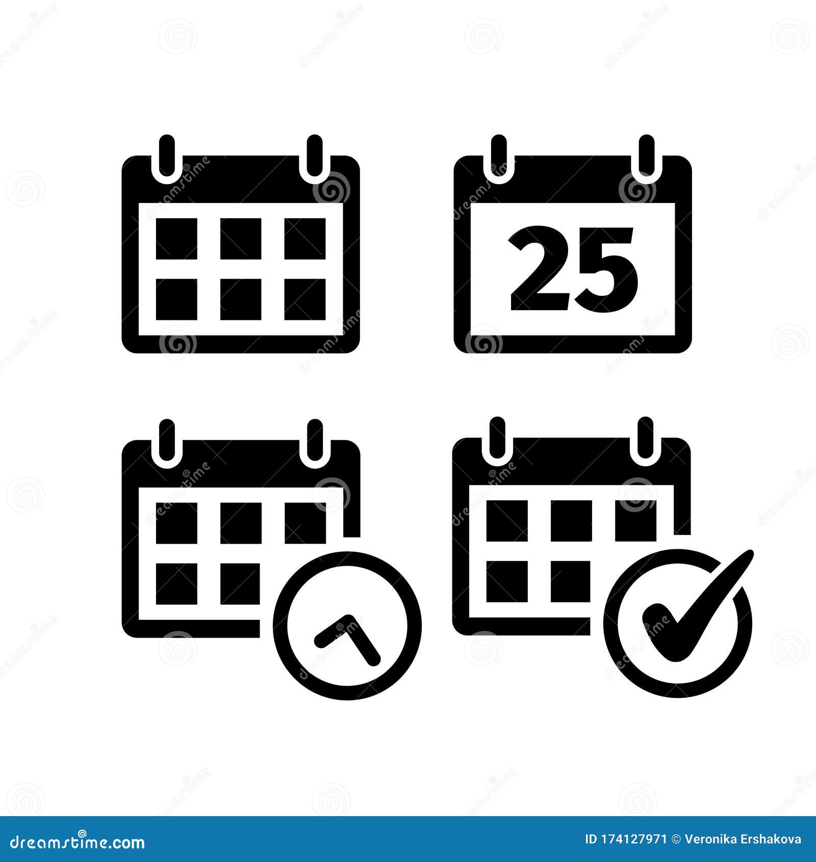 Calendar Icon Collection. Set Of Calendar Symbols. Meeting Deadlines 