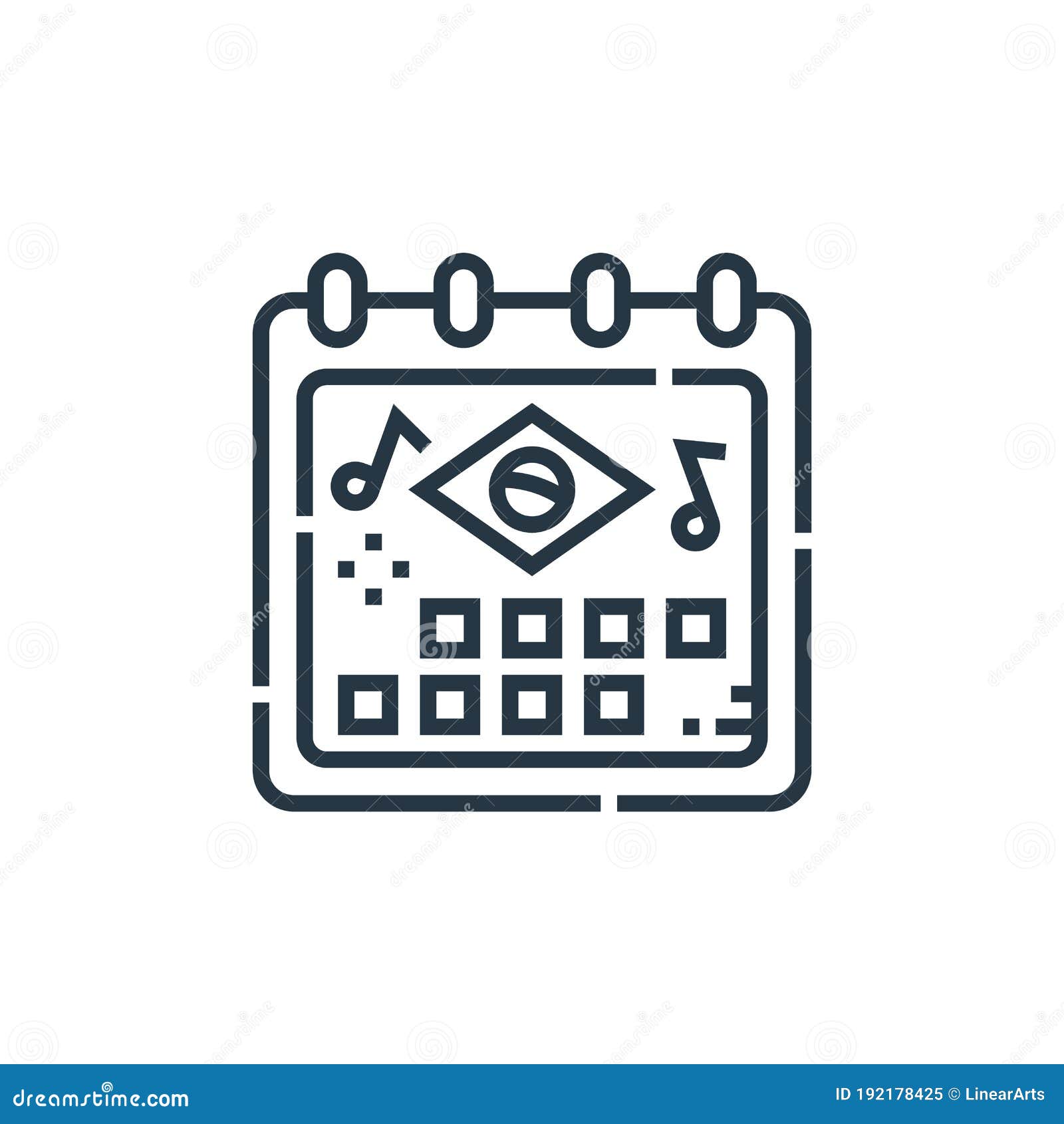 Calendar Icon Vector from Brazilian Carnival Concept. Thin Line