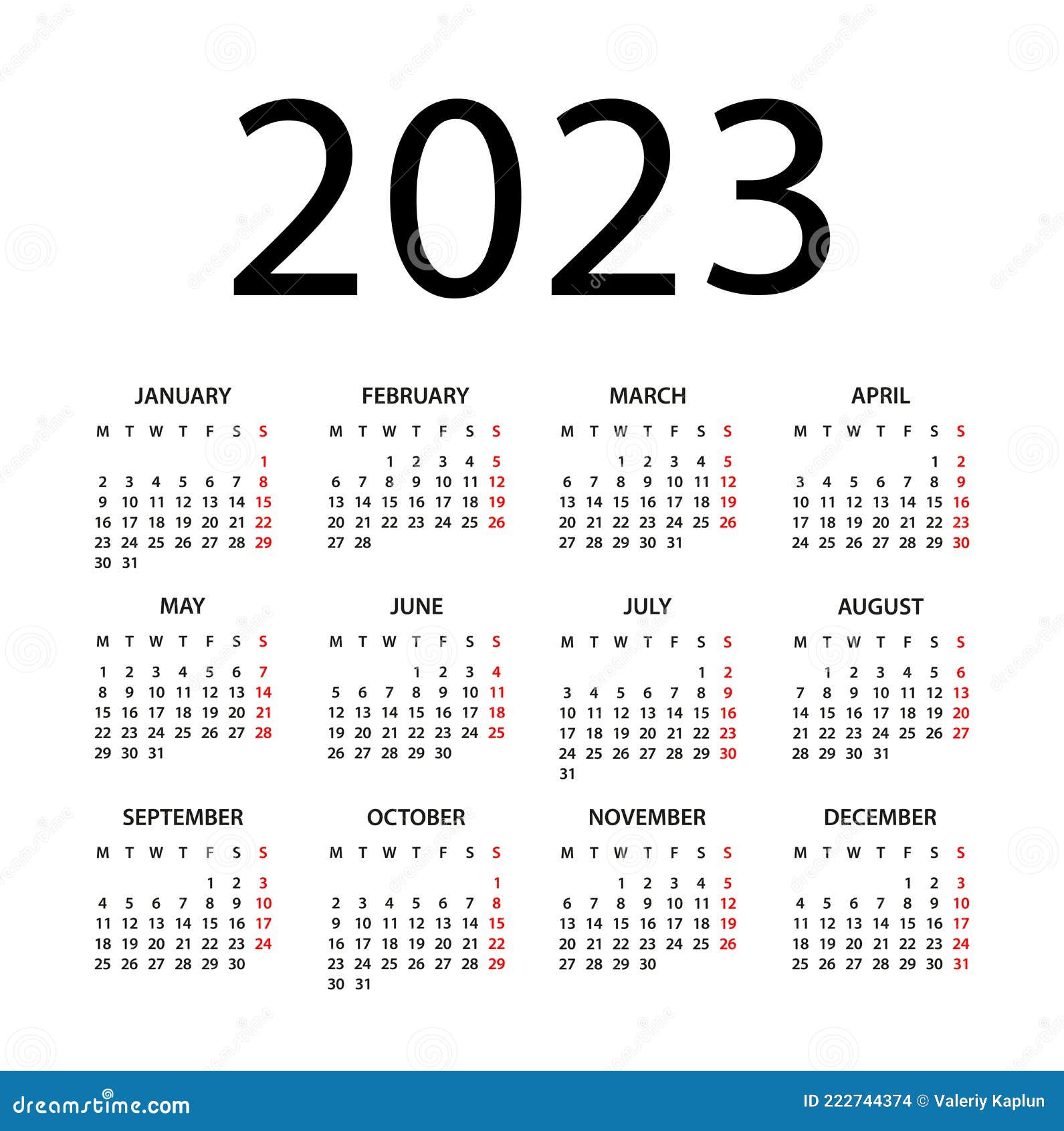 Calendar 2023 Illustration Week Starts On Monday Calendar Set For