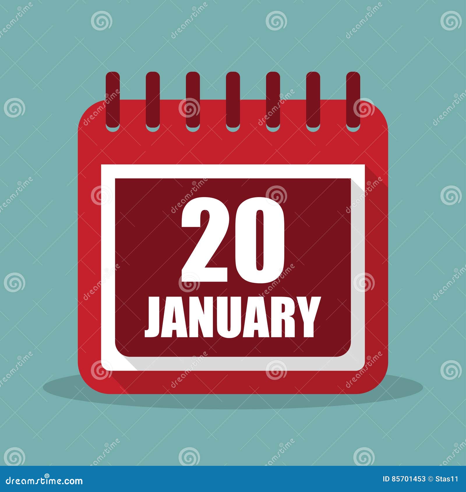 calendar with 20 january in a flat . inauguration day