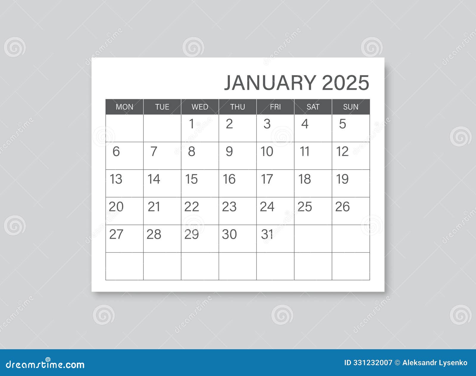 Calendar January 2025 Icon in Flat Style. Planner Vector Illustration on Isolated Background