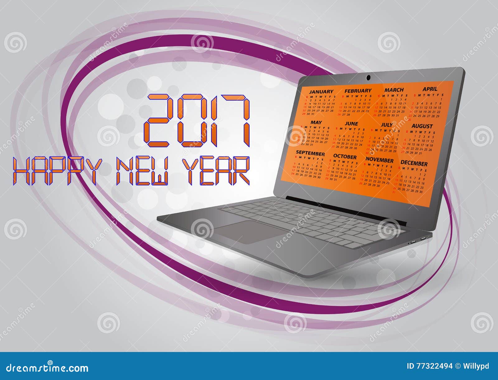 2017 calendar laptop stock vector. Illustration of electronic 77322494
