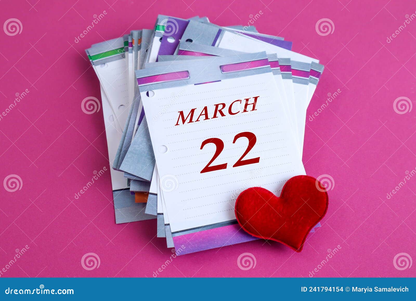 Calendar for March 22: Desk Calendar with the Name of the Month of March in  English, Numbers 22, Red Heart on a Pastel Background Stock Photo - Image  of event, leaf: 241794154