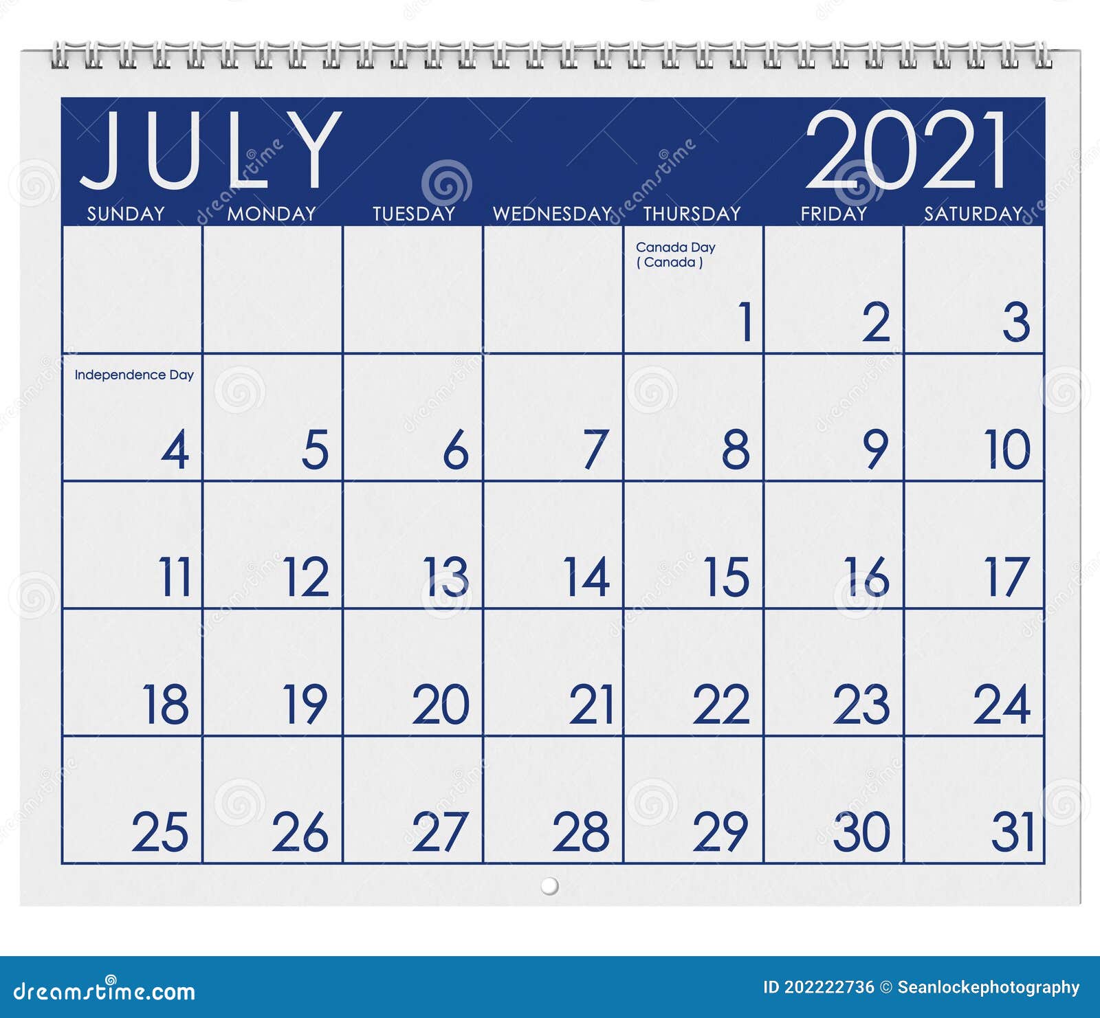 2021 Calendar Month Of July Stock Illustration Illustration Of 2021 Blank 202222736