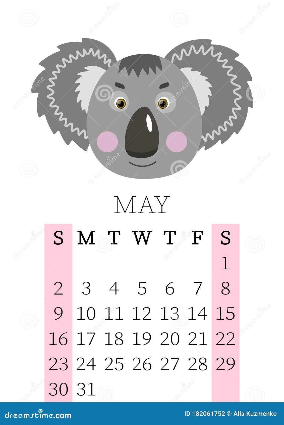 Calendar 2021 Monthly Calendar For May 2021 From Sunday To Saturday Yearly Planner Templates With Cute Hand Drawn Face Animals Stock Vector Illustration Of Cute Planner 182061752