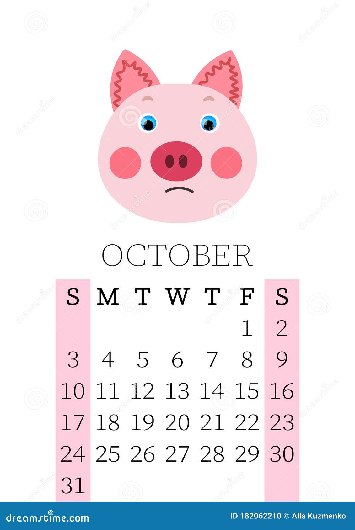 Calendar 2021 Monthly Calendar For October 2021 From Sunday To Saturday Yearly Planner Templates With Cute Hand Drawn Face Stock Vector Illustration Of Character Holiday 182062210