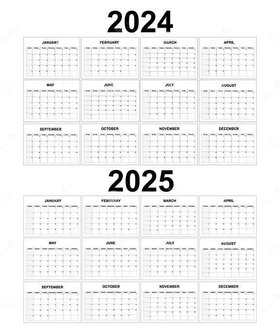 Calendar 2024 2025. Monthly Task Planner Template Stock Vector