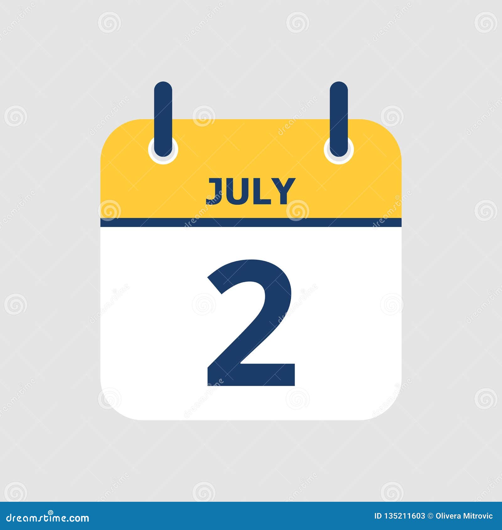 Calendar 2nd of July stock vector. Illustration of graphic 135211603