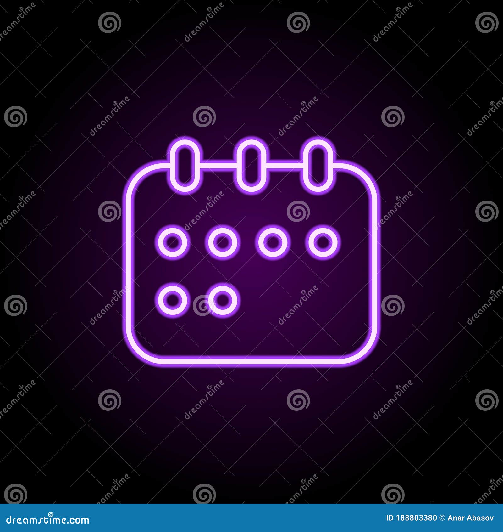 The Calendar Neon Icon. Elements of Hotel Set Stock Illustration