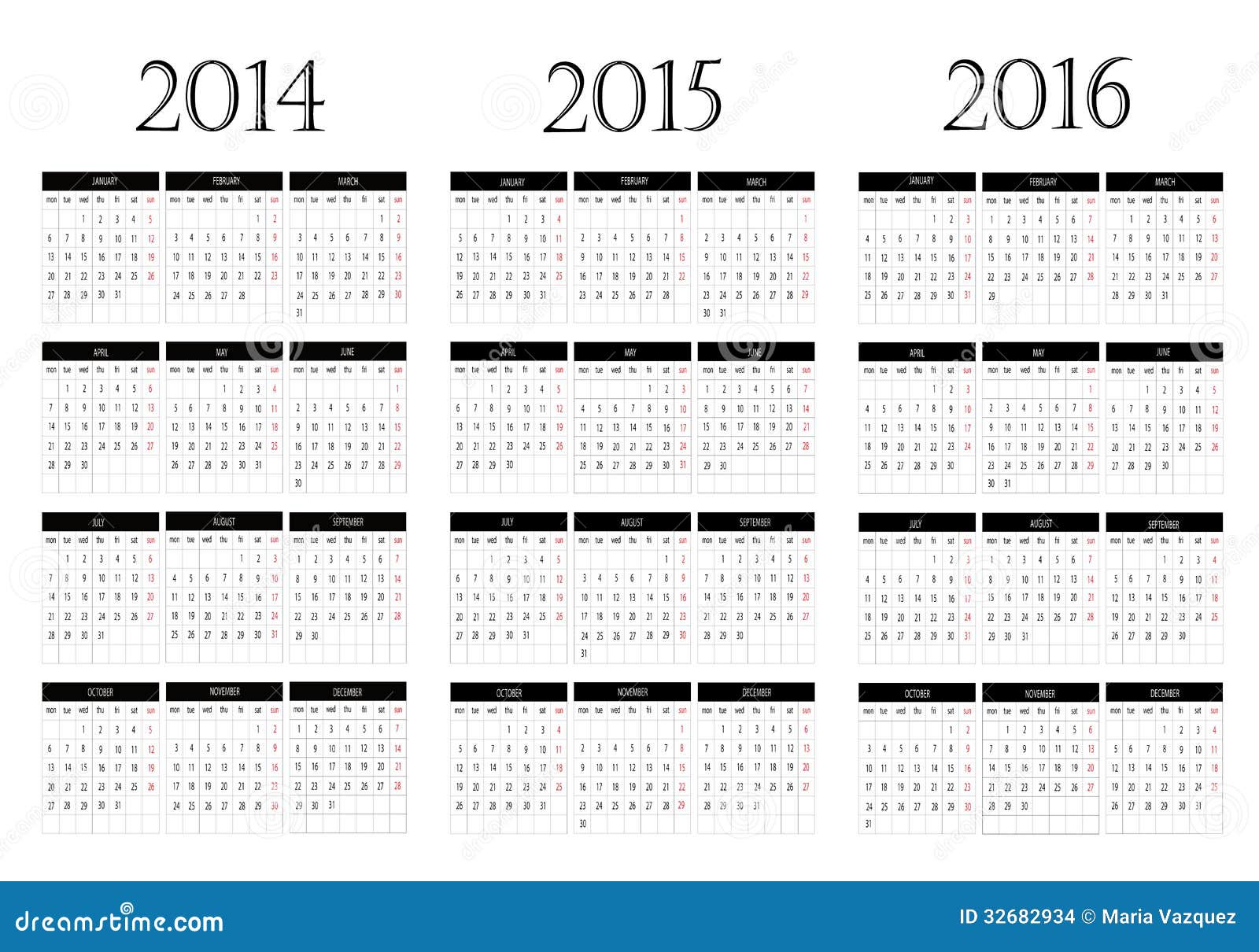 calendars 2014 and 2015