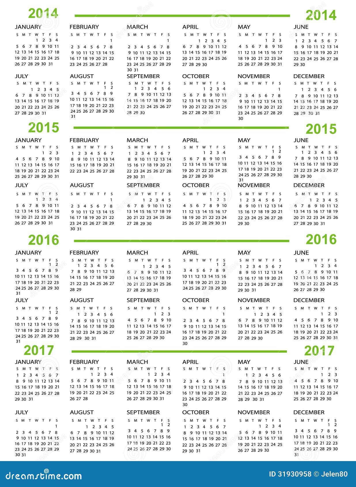 calendars 2014 and 2015