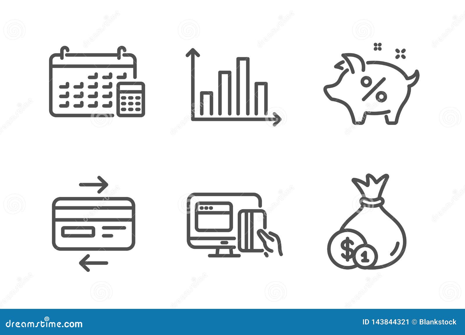 calendar online payment and credit card icons set diagram credit card calendar