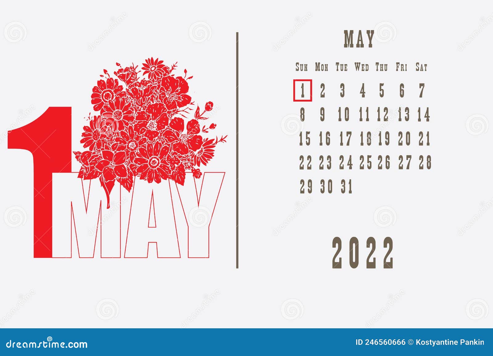 Calendar page May Day stock vector. Illustration of vector 246560666