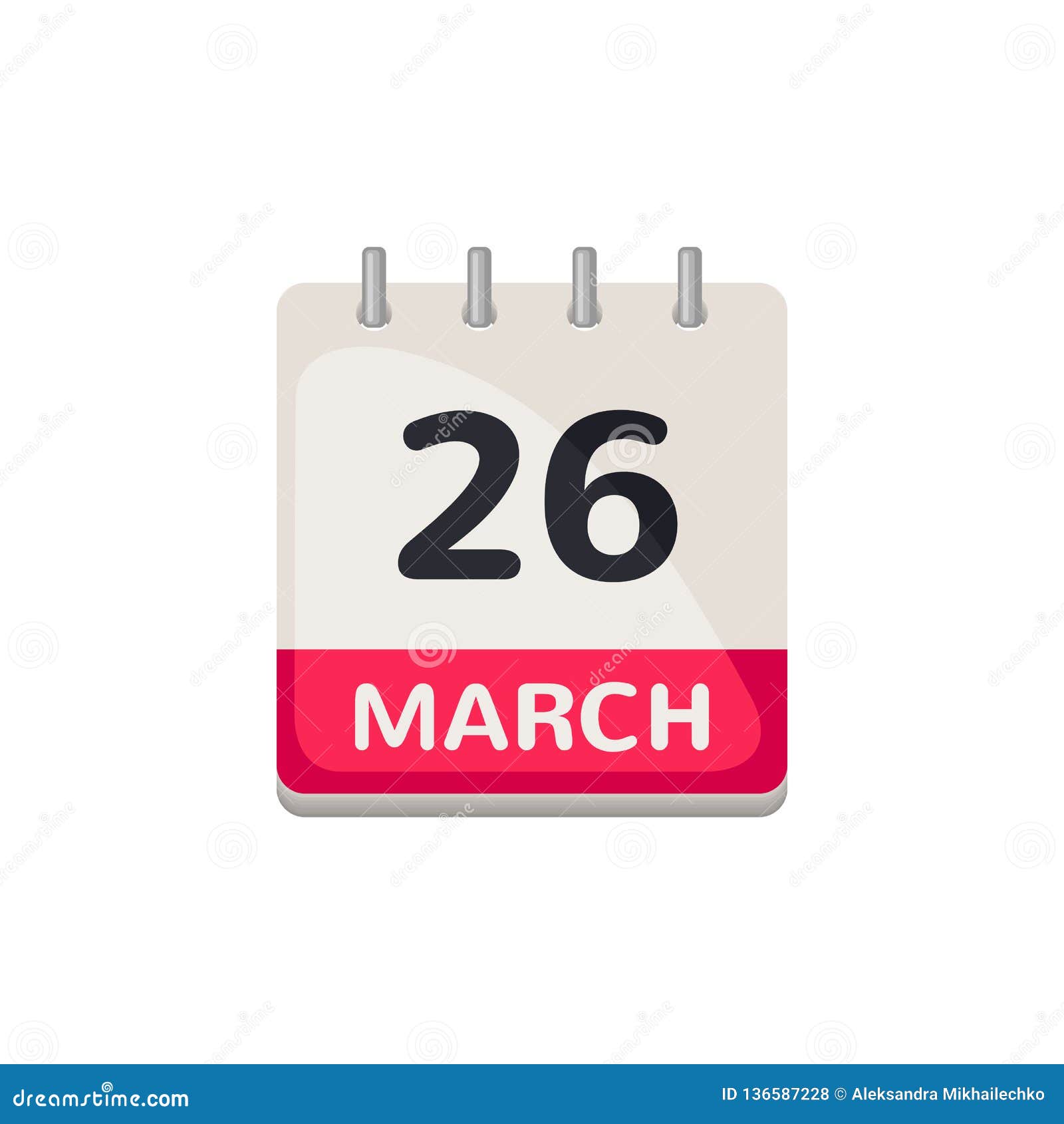 Calendar Page with the Date 26 March Stock Vector - Illustration of
