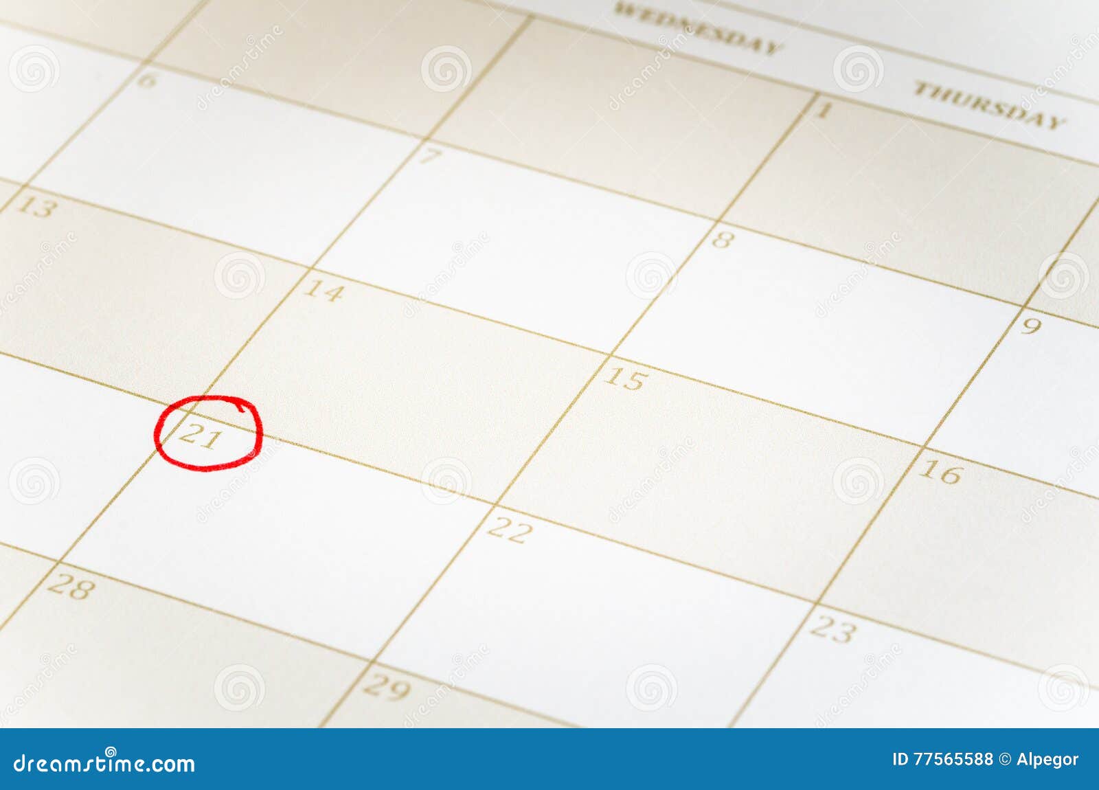 Calendar Page a Day Highlighted Stock Photo Image of diary